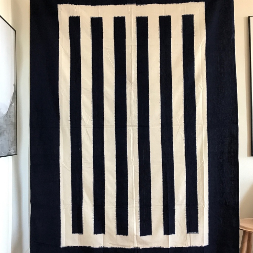 Stitchwalla Indigo Dyed Throw Blanket Tapestry New